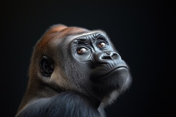 Obraz premium Gorilla Majesty: A Thoughtful Portrait in Studio Lighting