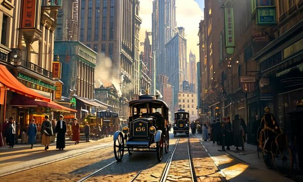 Vintage City Street Scene