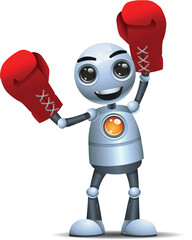 3D illustration of a little robot worker sport-man on boxing on isolated white background 