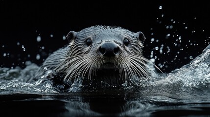 Realistic Sea Otter Product Photography with Cinematic Lighting Isolated on White Background