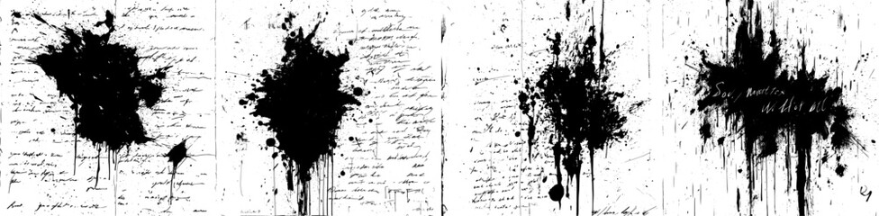 Gothic handwriting of a witches spell, black writing words pattern