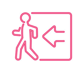 persons exit informative signal neon light