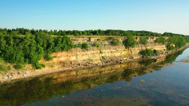 Aerial 4K video from drone to Pakri Cliff in Paldiski. Estonia, Paldiski