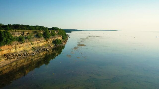 Aerial 4K video from drone to Pakri Cliff in Paldiski. Estonia, Paldiski