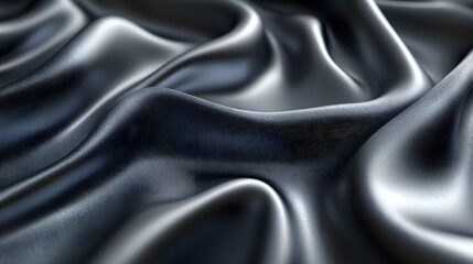 Obraz premium 3D Render of Smooth Flowing Metallic Black Cloth Material