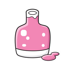 Open pink nail polish bottle isolated vector illustration
