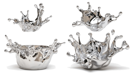 Futuristic Silver Textures on White Background Generative AI