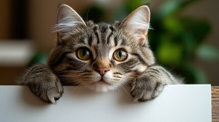 Cozy Tabby Cat Vibes in White Frame - Soft Glowing Stock Photo for Photography Background