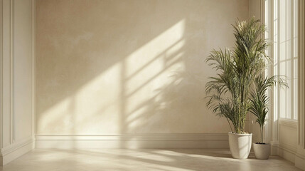 Various shades of beige on the walls create a soft and elegant background