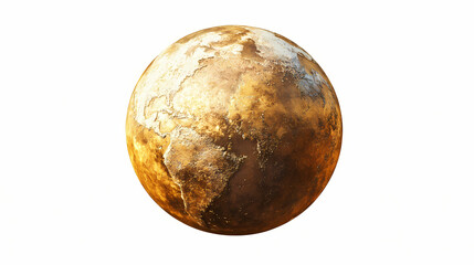 Gold planet earth isolated on a white background. Earth Elemental. Illustration