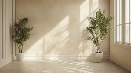 Various shades of beige on the walls create a soft and elegant background