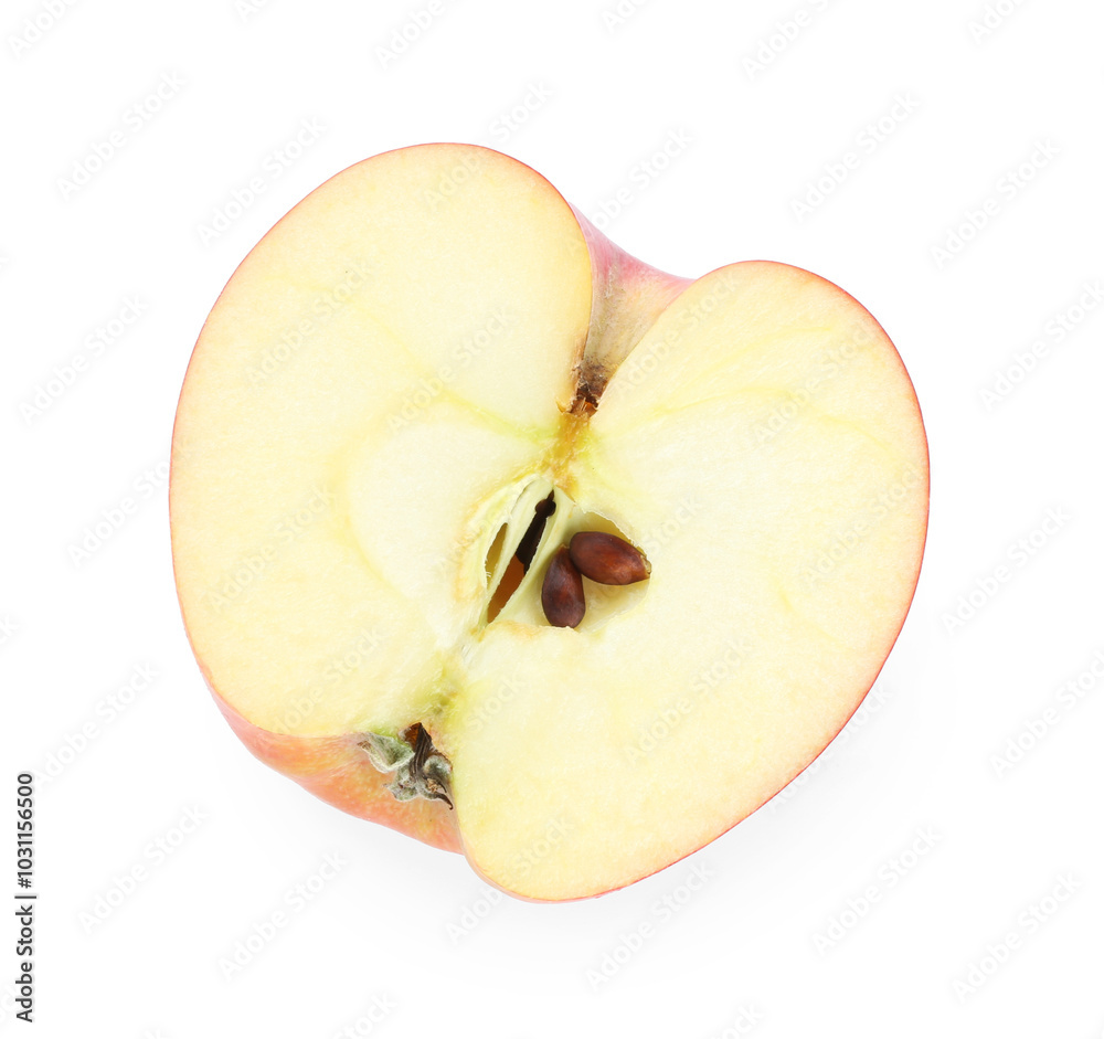 Sticker Half of fresh red apple isolated on white, top view