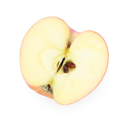 Half of fresh red apple isolated on white, top view