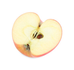 Half of fresh red apple isolated on white, above view