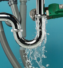 Heavy Duty Wrench fix Water leak under sink. Drain sink leak water from many pipe hose plumbing in...
