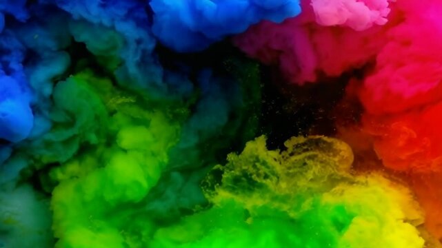 A colorful explosion of smoke and fire