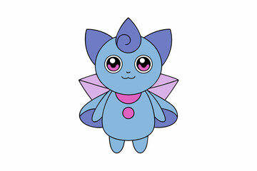 cute flower decorative kawaii character. with white background