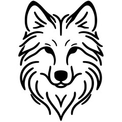 One line art wolf face silhouette