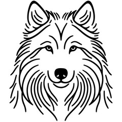 One line art wolf face silhouette