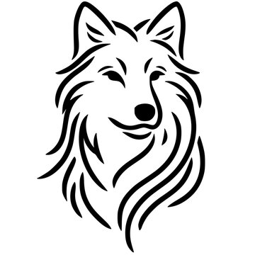 recommend clip art: One line art wolf portrait