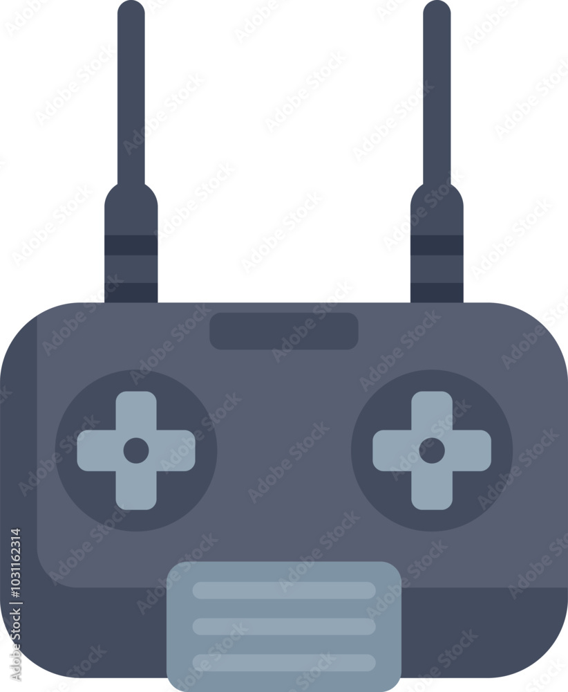 Poster modern remote control with antennas is transmitting signals for controlling devices