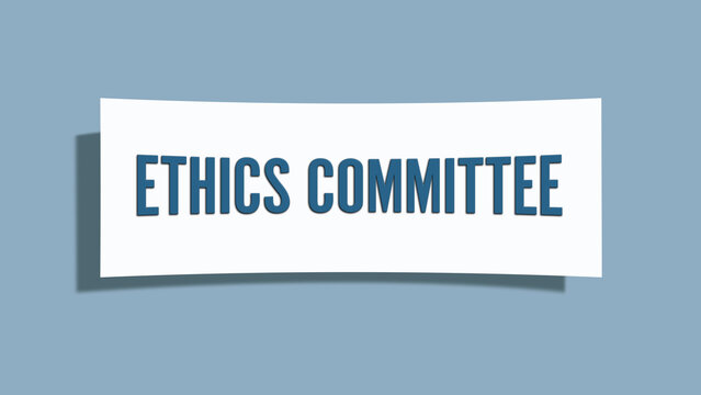 Ethics Committee. A card isolated on blue background.