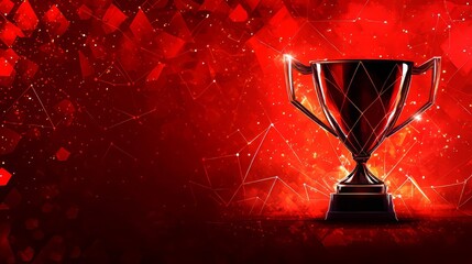 Champion Trophy on Red Background Celebrating Tournament Victory, Competition, and Gambling Theme