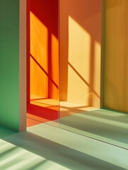 colorful interior design, modern decor, vibrant shadows