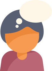 This vector illustration shows a young person with a thought bubble above their head, deep in contemplation