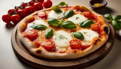 Fresh mozzarella pizza with basil