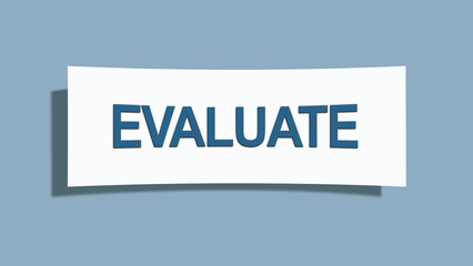 Evaluate. A card isolated on blue background.