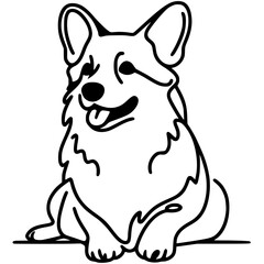One line art corgi silhouette