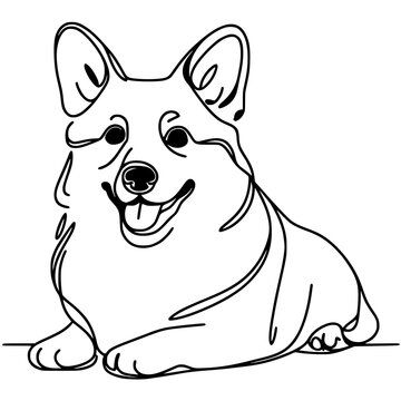 One line art corgi silhouette