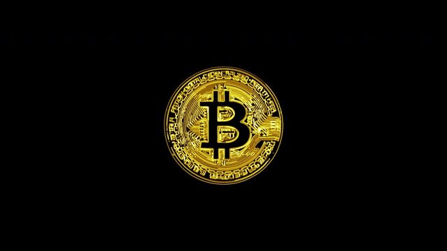 Bitcoin animation. Bitcoin icon animation with alpha channel.