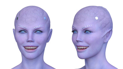 女性エイリアンの顔　3DCGレンダリング