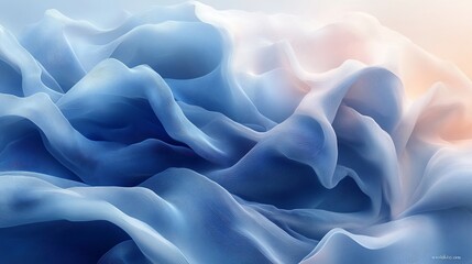 Obraz premium Abstract blue and white flowing liquid, like waves, creating a sense of movement and fluidity.