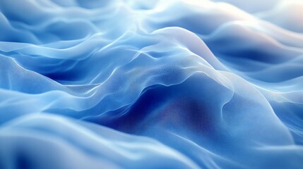 Obraz premium Abstract blue fabric waves with soft texture and light reflections.
