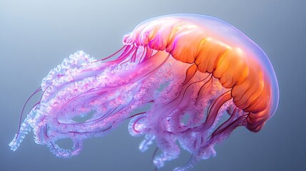 Fototapeta premium A Vivid Pink and Orange Jellyfish