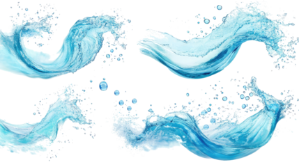 Light Blue Water Waves With Bubbles on White Background Generative AI