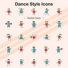 Icons representing various dance styles and movements.