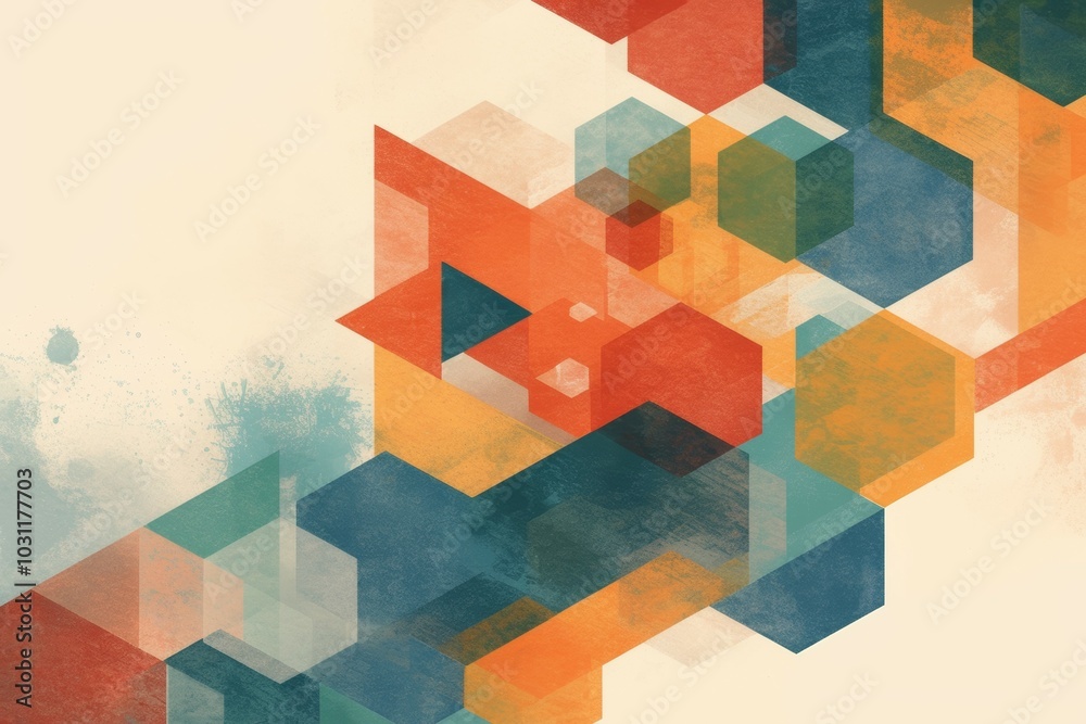 Wall mural a colorful abstract background with a lot of different shapes and colors. risograph effect, trendy r