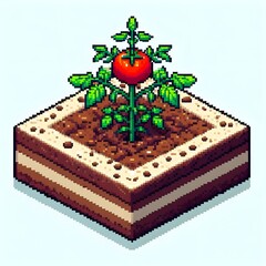Isometric pixel art tomato crop
