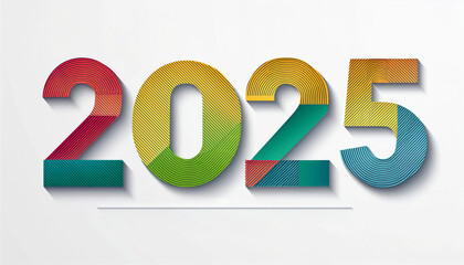 2025 happy new year design with colorful lines pattern