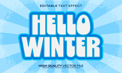 Winter text effect, editable text effect and snow 3d font style bold shadow cold poster design