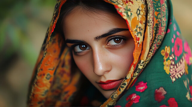 Portrait of beautiful muslim woman wearing a hijab