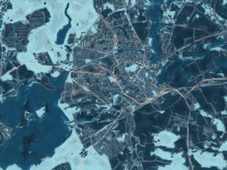 Painterly Style City Map of Brandenburg an der Havel, Germany in a Blue Color Scheme.