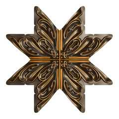3D Baroque Frame Detail – Luxurious Gold & Wood Carving for Interiors