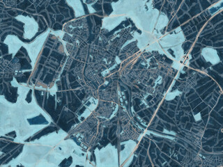 Obraz premium Painterly Style City Map of Rastatt, Germany in a Blue Color Scheme.