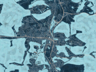 Painterly Style City Map of Heidenheim an der Brenz, Germany in a Blue Color Scheme.