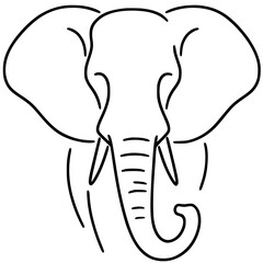 One line art elephant portrait